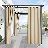 RYB HOME Outdoor Curtains for Patio - Blackout Waterproof Outside Curtains for Porch Pavilion Gazebo Weatherproof Wind Resistant, 1 Panel, 52 inches Wide x 84 inches Long, Biscotti Beige 52 x 84 in Biscotti Beige