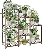 Bamworld Plant Stand Indoor Plant Shelf Outdoor Wood Plant Rack for Multiple Plants 3 Tiers Ladder Plant Holder for Living Room Patio Boho Home Decor for Gardening A-Ladder