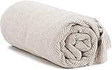 Americanflat Cotton Throw Blanket, 50x60, Cream Herringbone Cream Herringbone 50x60