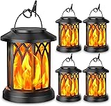 KOOPER 4 Pack Solar Lantern Outdoor Lights, Upgraded Flickering Flame Solar Lanterns Lights Outdoor Waterproof, Hanging Outdoor Solar Lanterns Lights, Solar Powered Lanterns for Yard Garden Decor