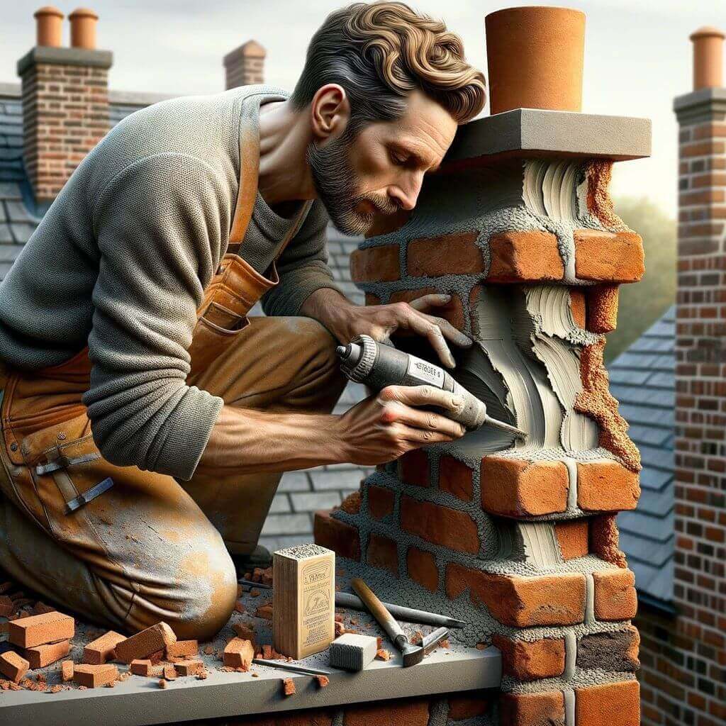 Chimney Rebuilding vs Tuckpointing process with craftsman