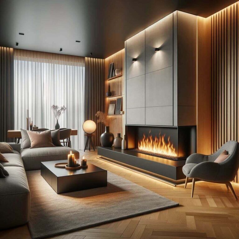 Contemporary-room-featuring-a-modern-gas-fireplace-with-clean-lines-and-a-realistic-flame-enhancing-the-rooms-cozy-yet-modern-feel