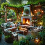 Cozy-outdoor-fireplace-in-a-garden-or-patio-setting-surrounded-by-comfortable-seating-and-ambient-outdoor-lighting