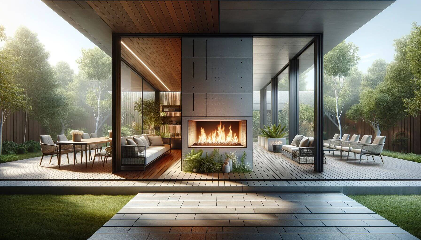 The Outdoor-Indoor Hybrid Fireplace design ideas in 2024