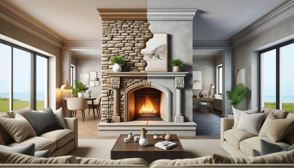 Adding a Stucco Finish to modernize your old 1970s Stone Fireplace