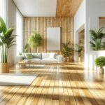 Bamboo Flooring in a Modern Living Room as an eco-friendly building materials