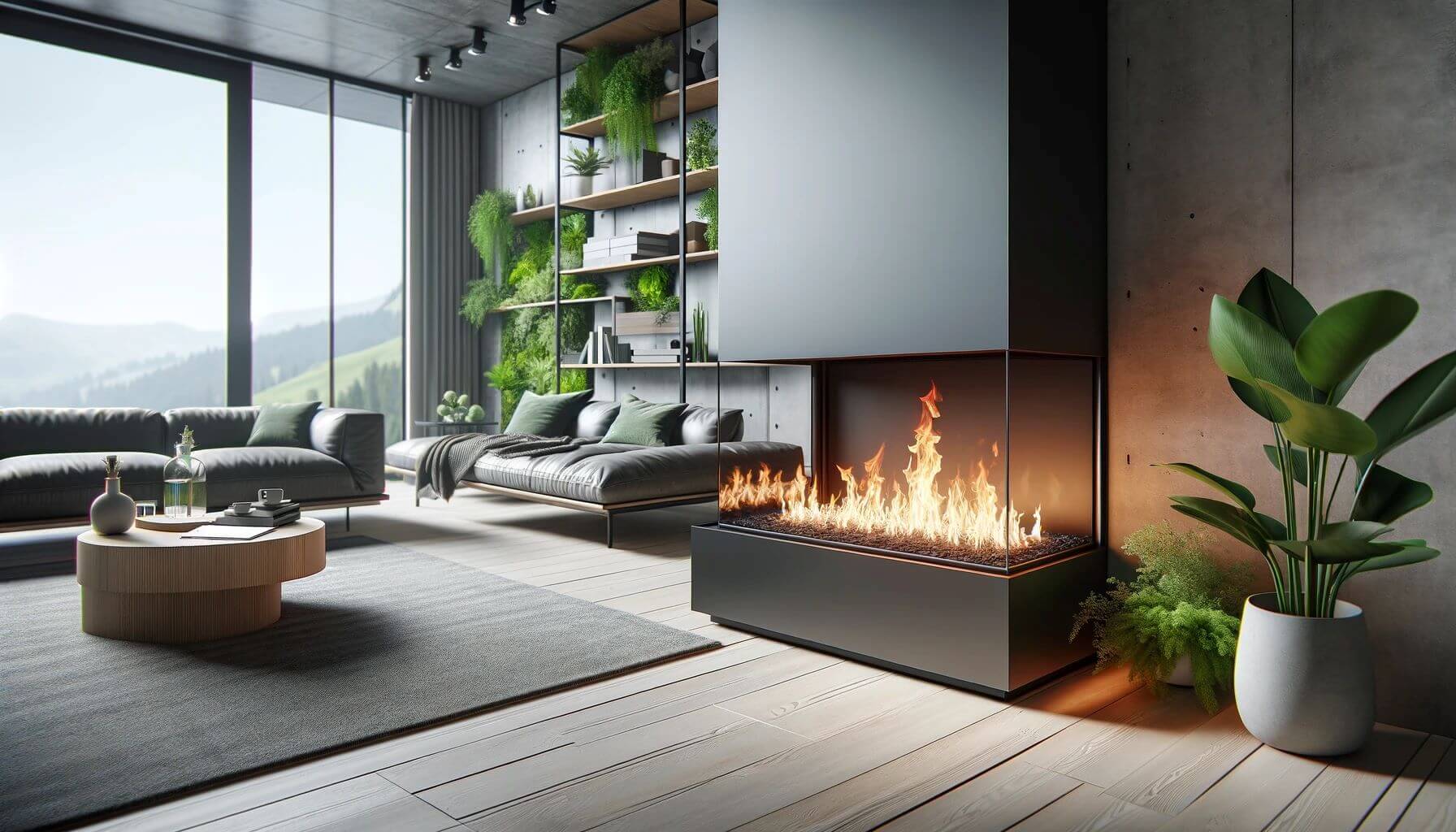 Contemporary Living Space with Bio-Ethanol Fireplace