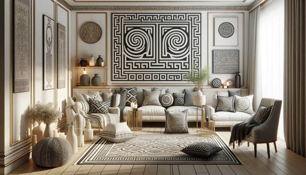 Greek key patterns for modern Greek-inspired interiors adds a layer of historical significance
