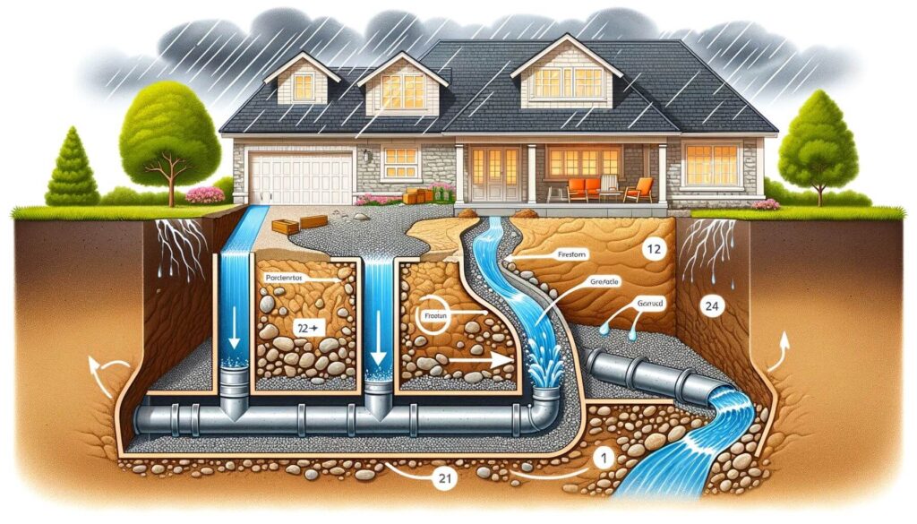 How French drains operate to protect a basement from water damage