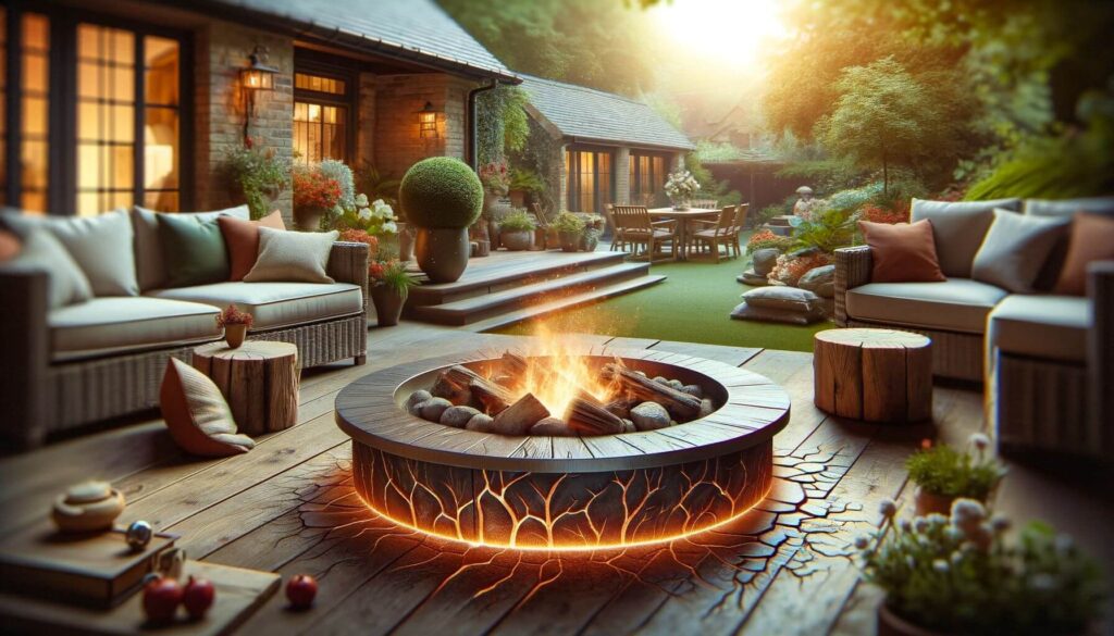 Inviting outdoor living space with a beautifully fire pit that's clearly in need of repair Outdoor Fire Pit Repair Near Me