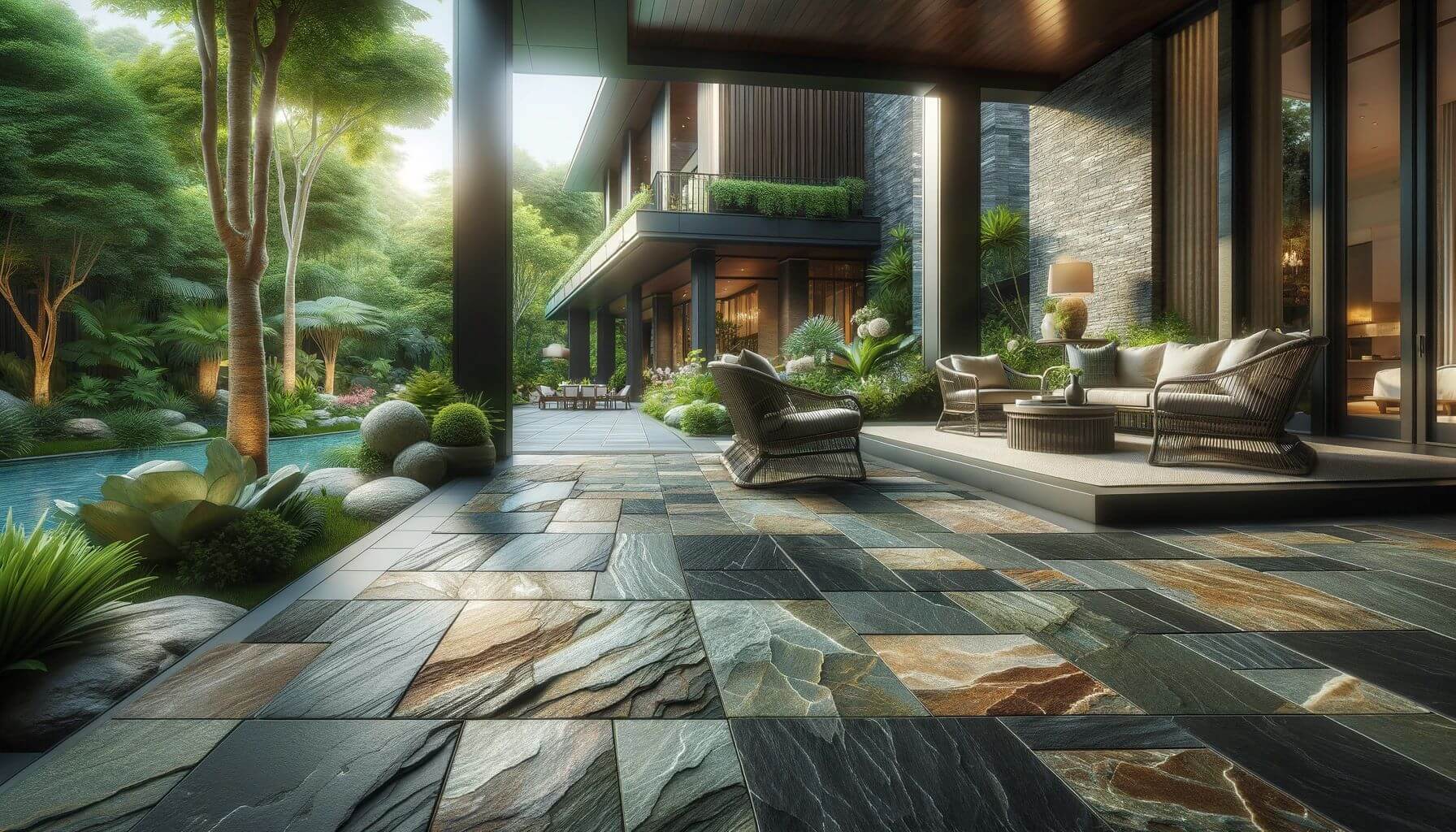 Slate Tiles outdoor waterproof flooring design