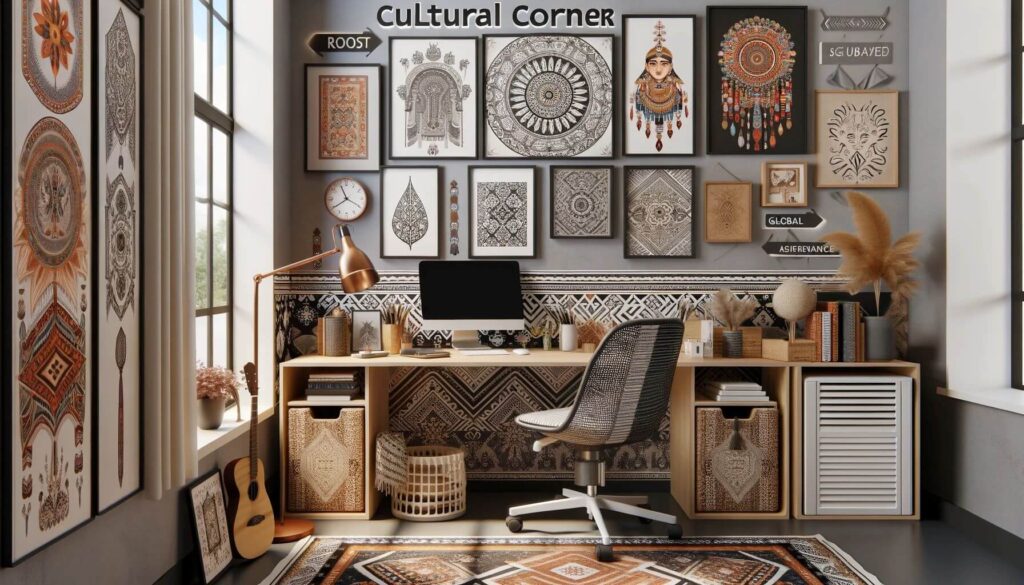 A cultural corner incorporating traditional patterns