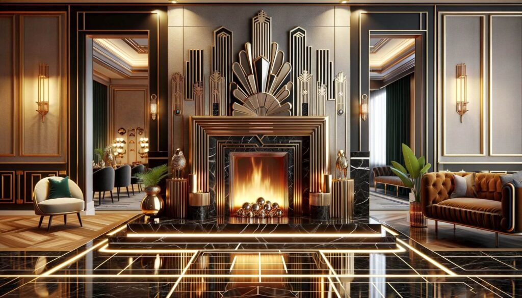 An Art Deco glamour hearth embodying the elegance and sophistication