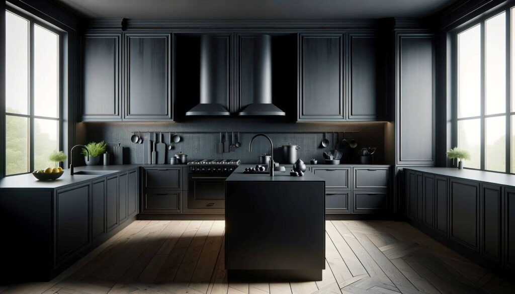 Black matte kitchen cabinets