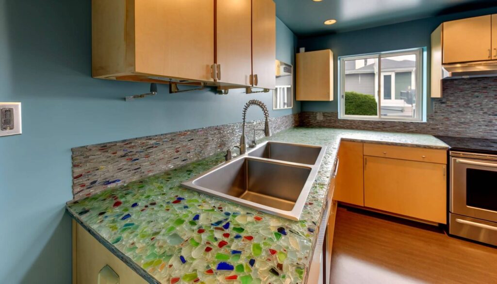 Countertops made from recycled glass