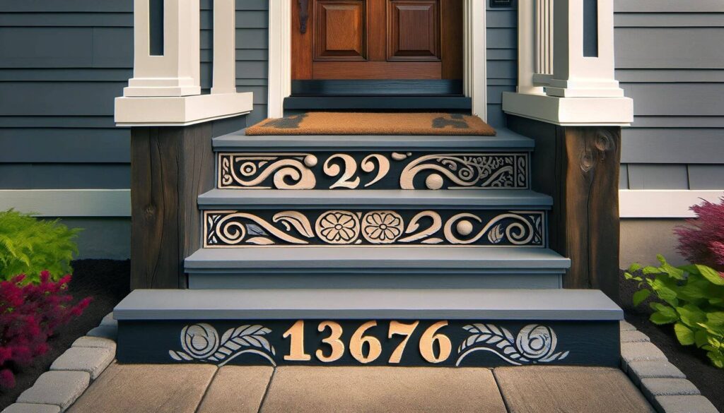 Creative house numbering adds a personalized and artistic touch to a home's entrance