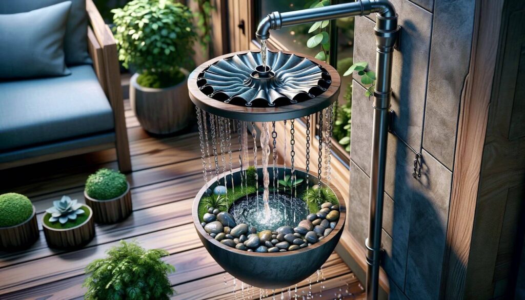Eco-Friendly Rainwater Harvesting Fountain - designed to collect and use rainwater