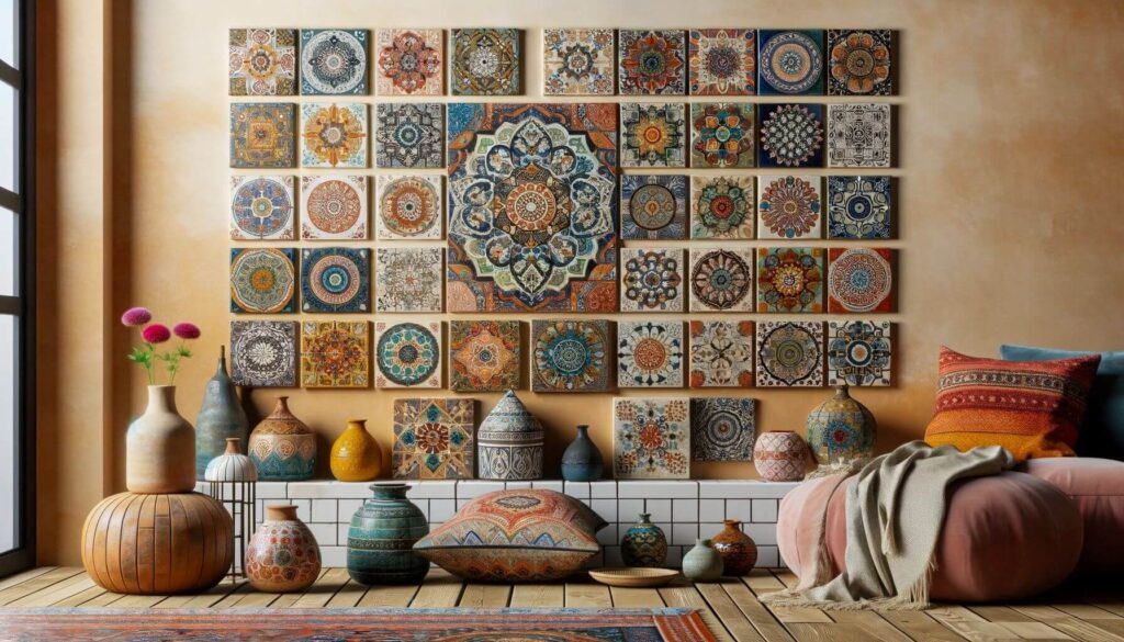 Hand-painted Tiles Customizing with colorful, artistic expressions of boho walls decor