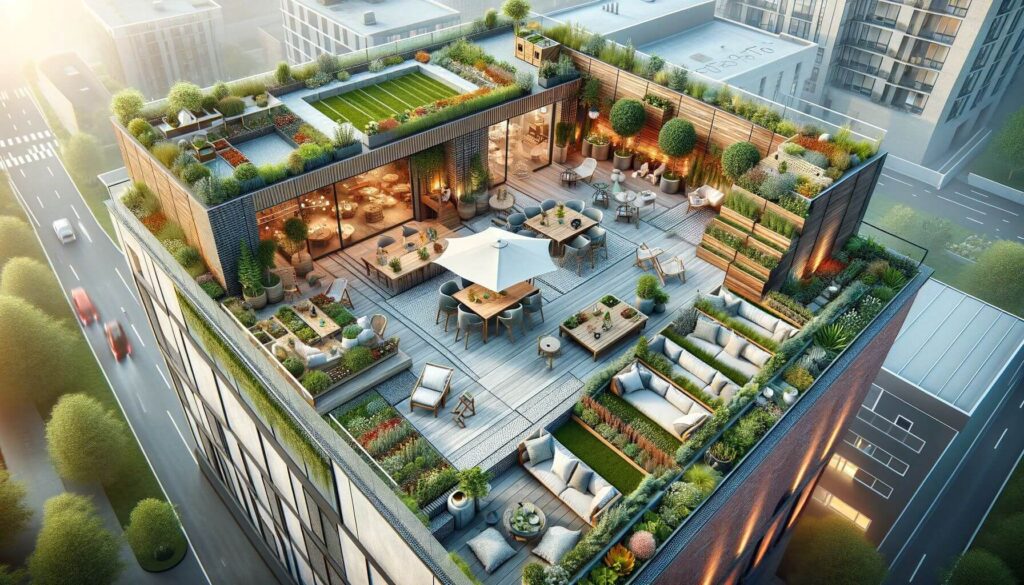 Innovative Use of Space An innovatively designed rooftop that maximizes space