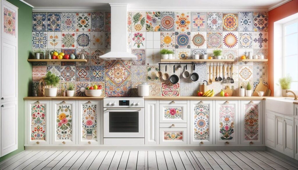 Kitchen updated with a colorful and patterned backsplash