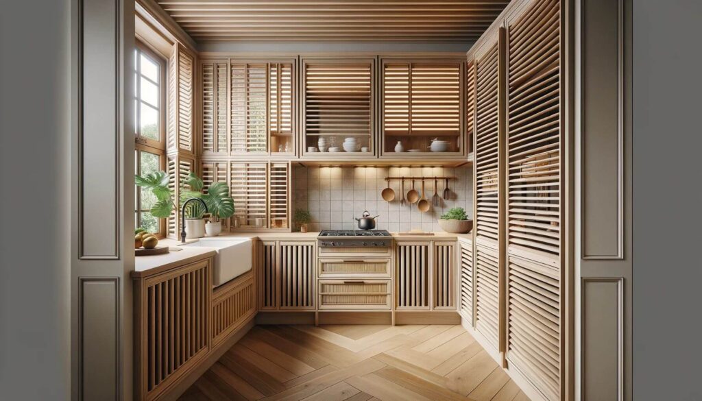 Louvered kitchen cabinets