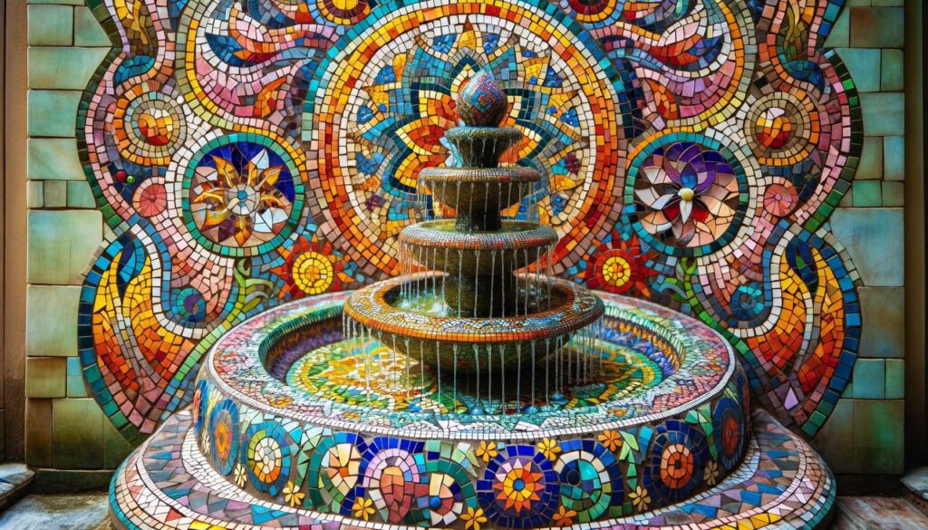 Mosaic Tile Fountain artistic fountain made with colorful mosaic tiles