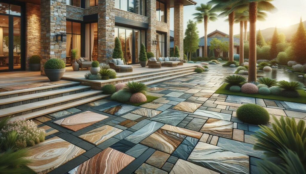 Natural beauty of stone pavers in a garden setting pavers patios design ideas