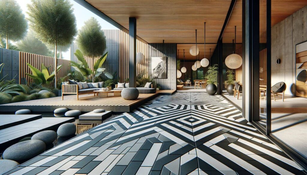 Outdoor space with bold graphic patterns