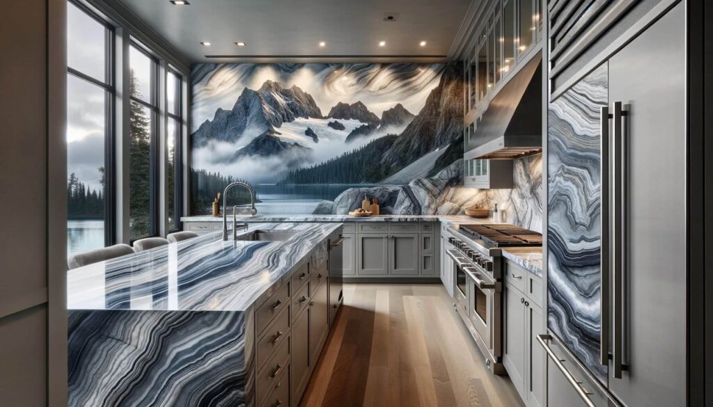 Quartzite countertops to emulate the rugged beauty of the outdoors