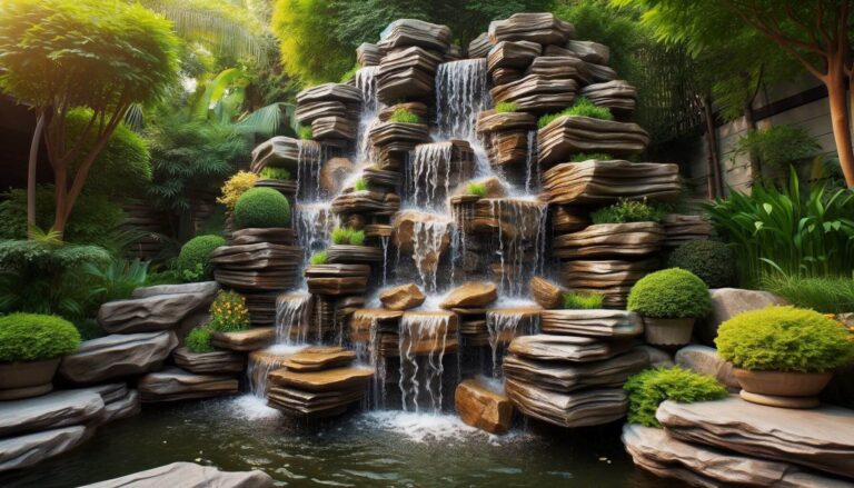 Rock Waterfall Fountain - Simulate a natural waterfall with stacked rocks