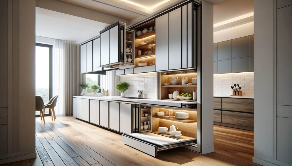 Vertical Sliding kitchen Cabinets