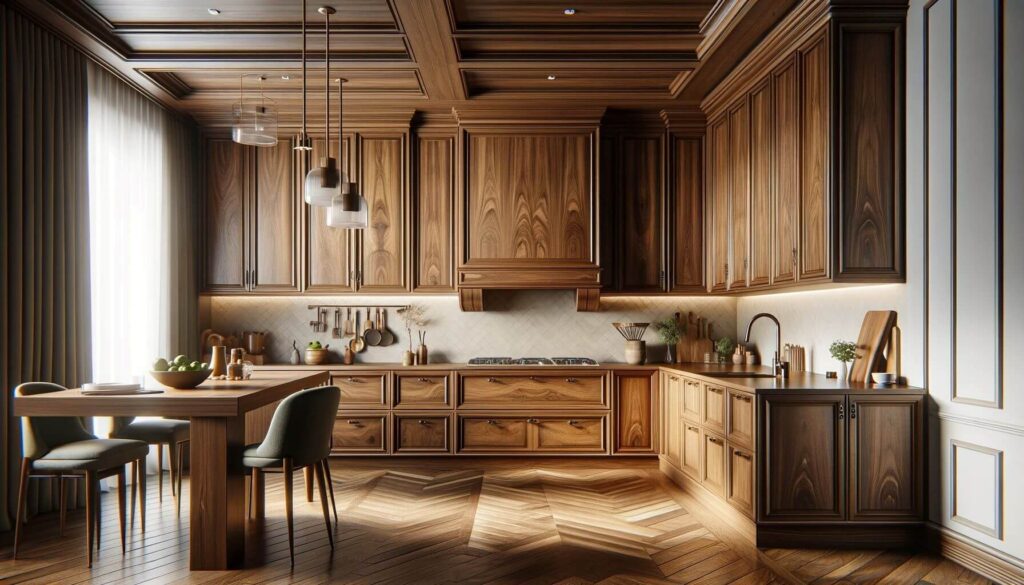 Walnut kitchen cabinets bringing a luxurious and timeless elegance