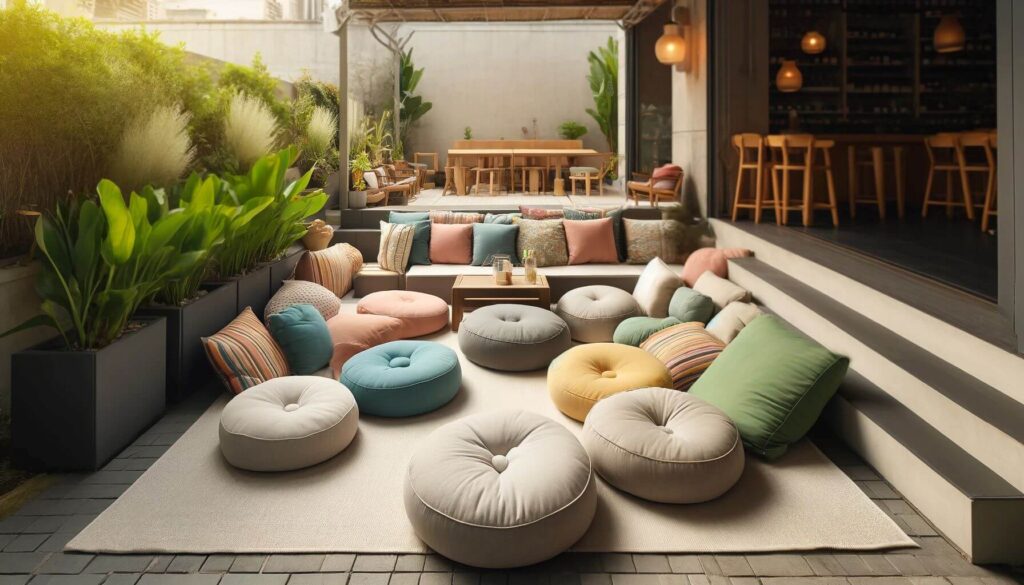 A casual outdoor space adorned with Floor Cushions