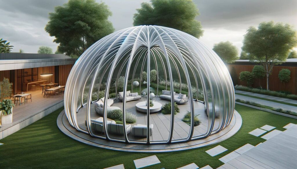 A futuristic dome-shaped pergola design