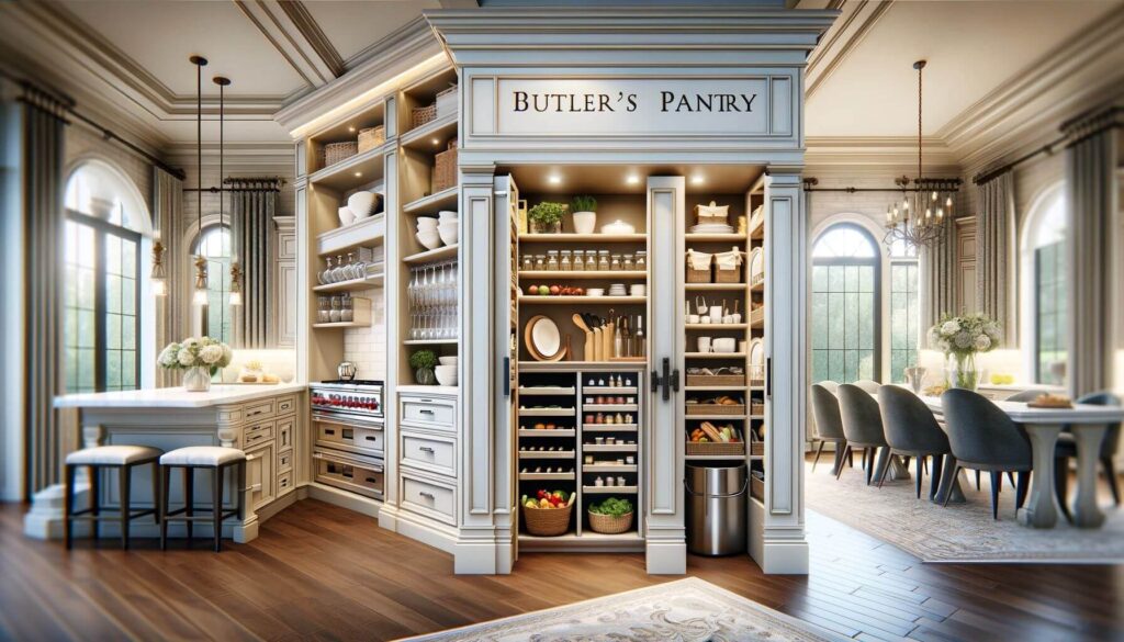 A luxurious kitchen a walk-in pantry and a butler’s pantry