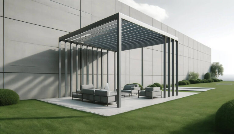 A modern minimalist pergola gazebo