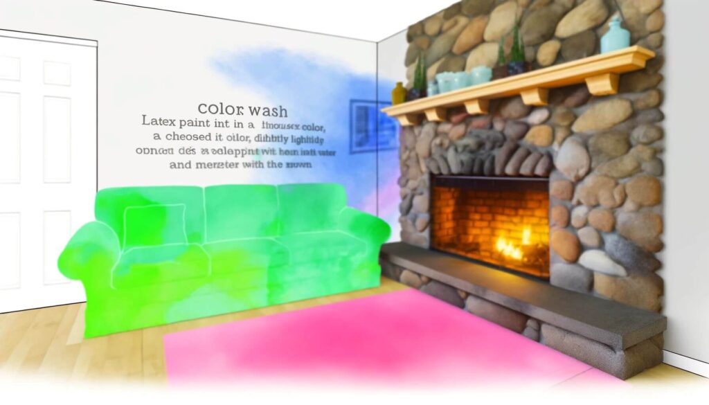Color whiteWash stone fireplace
