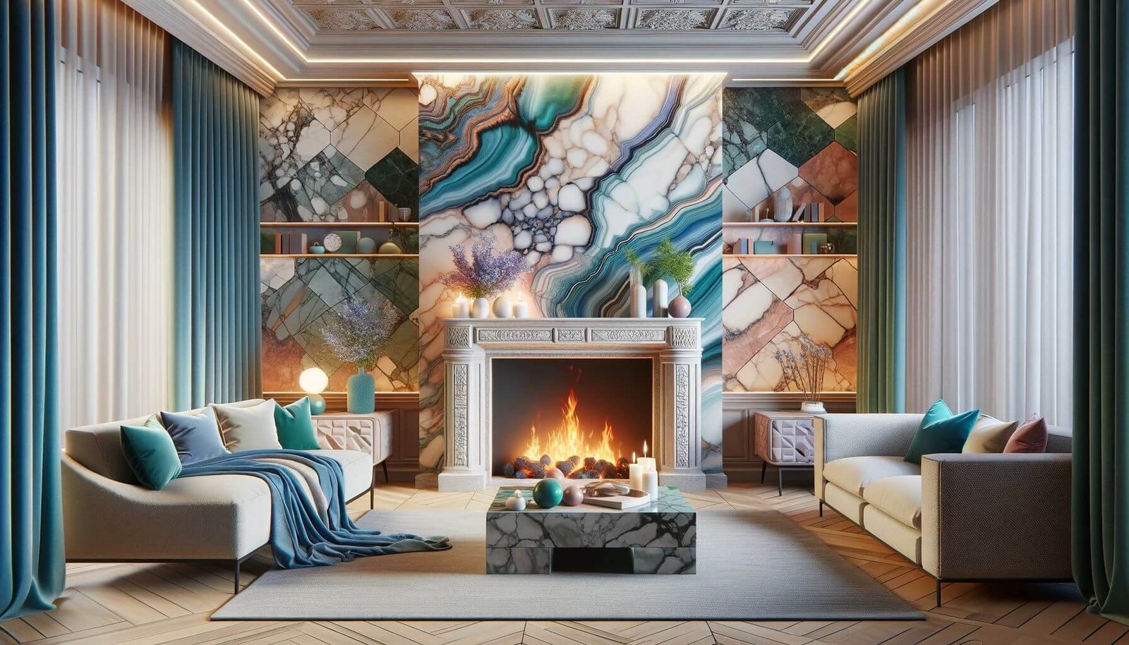 How To Design Interior Decor With Marble Fireplace: 25 Ideas - GWS ...