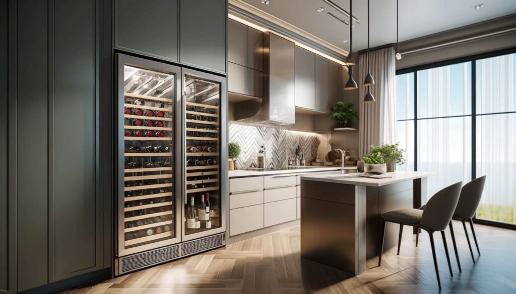 Kitchen with built-in wine fridge