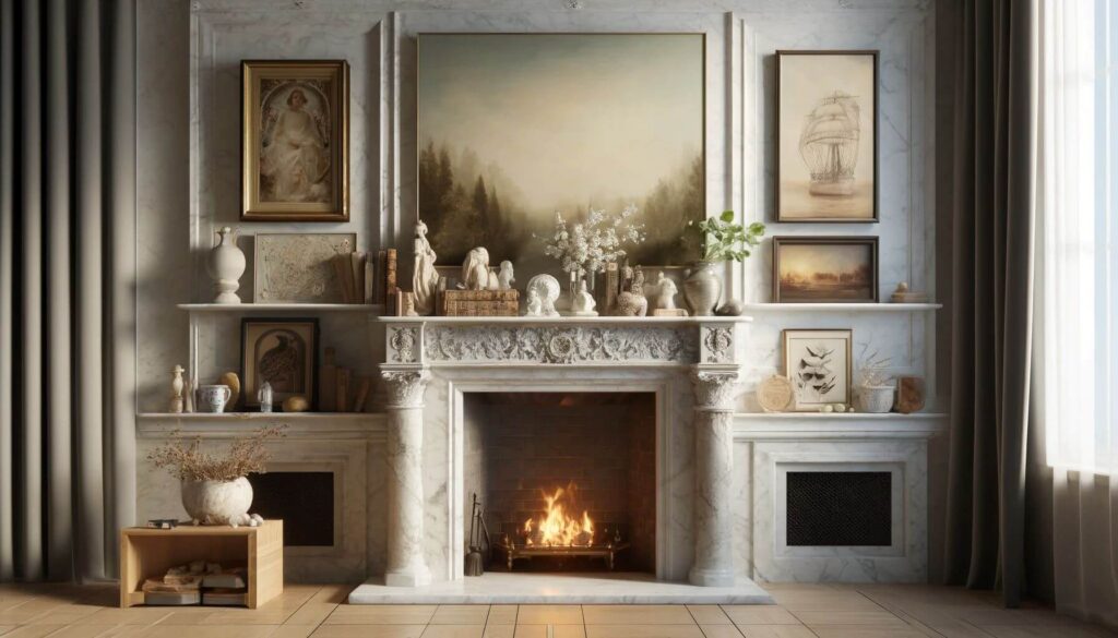 Marble Mantelpiece Art Display interior decor