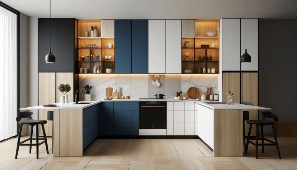 Modern kitchen with two-tone cabinetry
