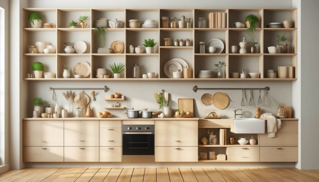 Open Shelving kitchen concept upper cabinets