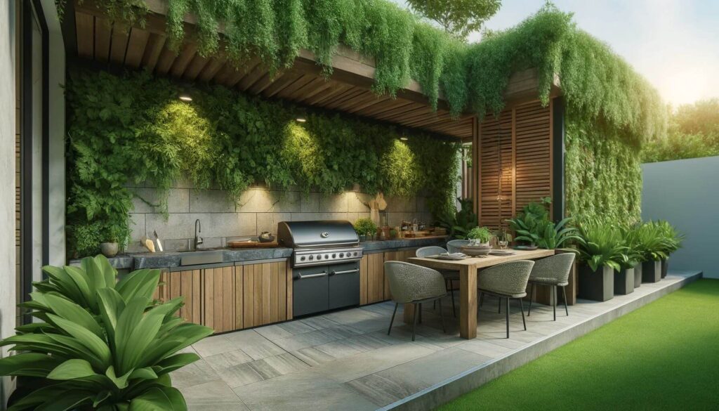 Outdoor Kitchen with Privacy Wall