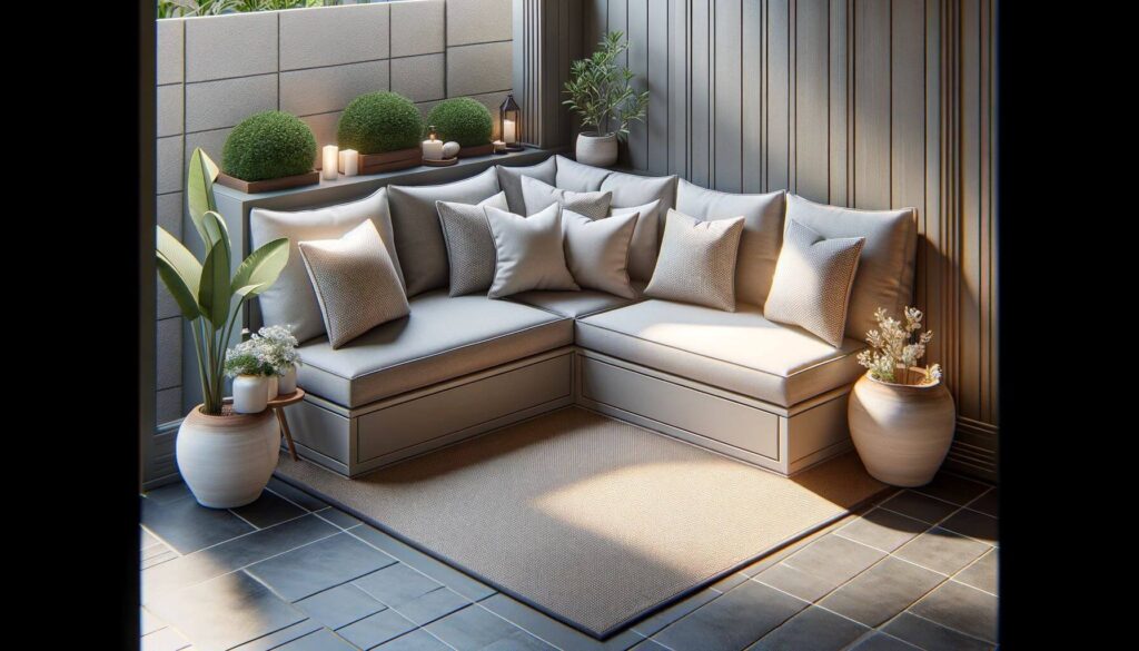Patio enhanced with an L-shaped sofa optimizing the use of space