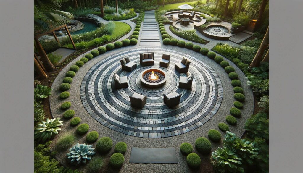 Patio with Circular Patterns for Gathering Areas