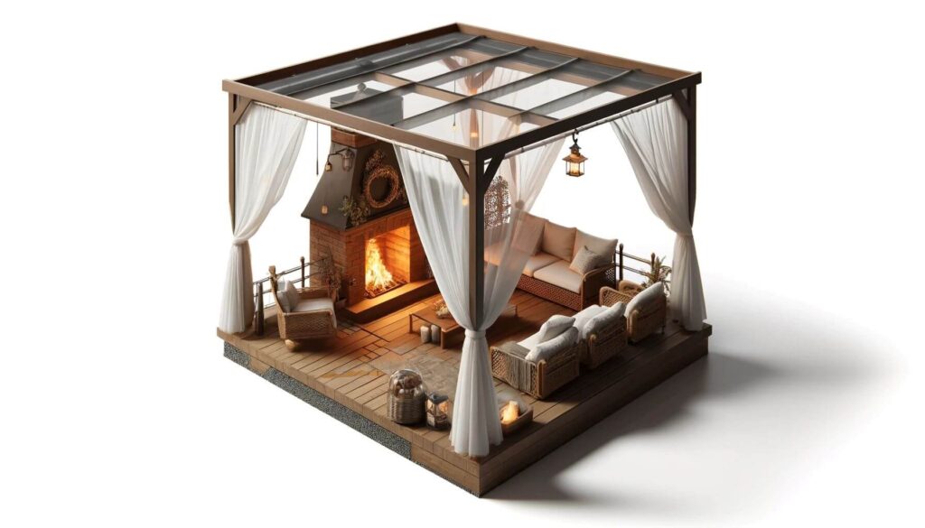 Pergola Tents and Pergola with Fireplace
