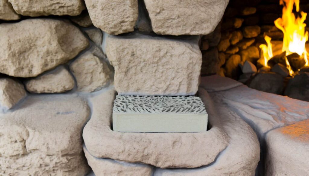 Sand Blasting whitewashing technique on a stone fireplace