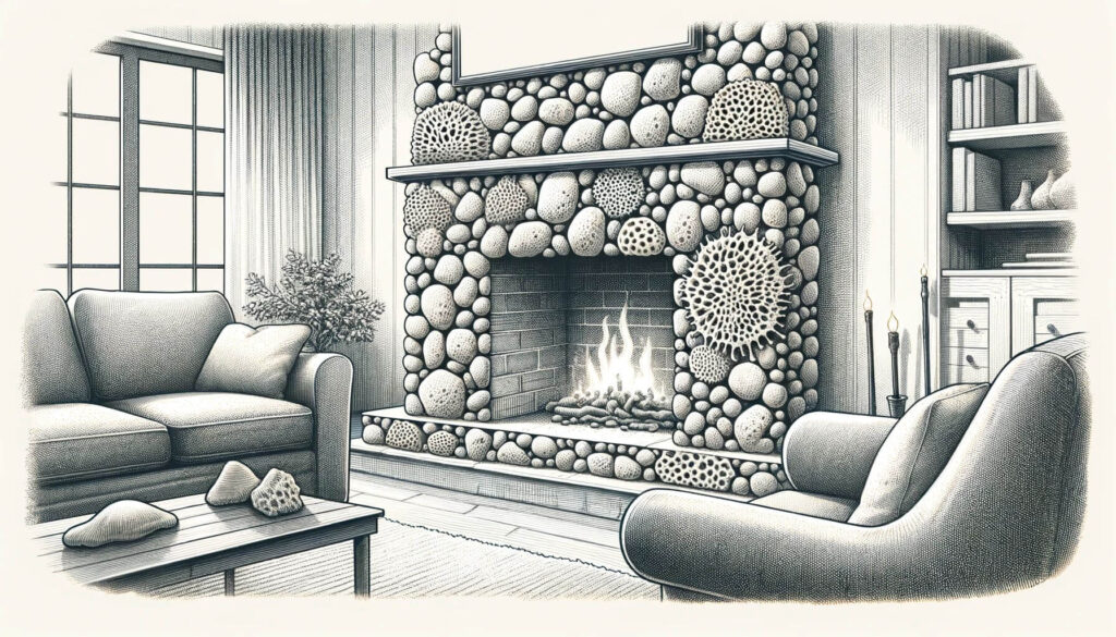 Sea Sponge Effect technique on a stone fireplace
