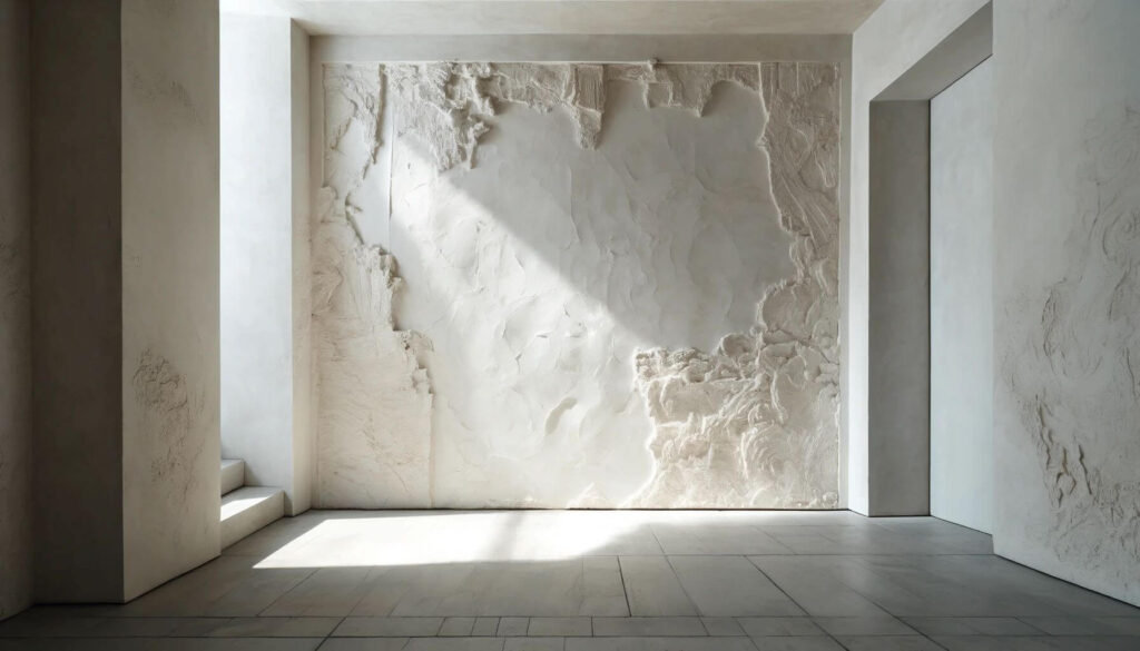 Textured plaster walls are a distinctive feature of Greek-inspired interiors