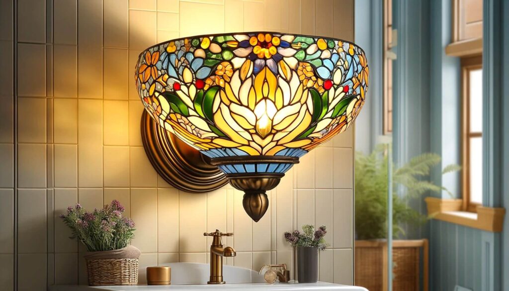 Traditional Tiffany Glass Sconce Bathroom Light Fixtures